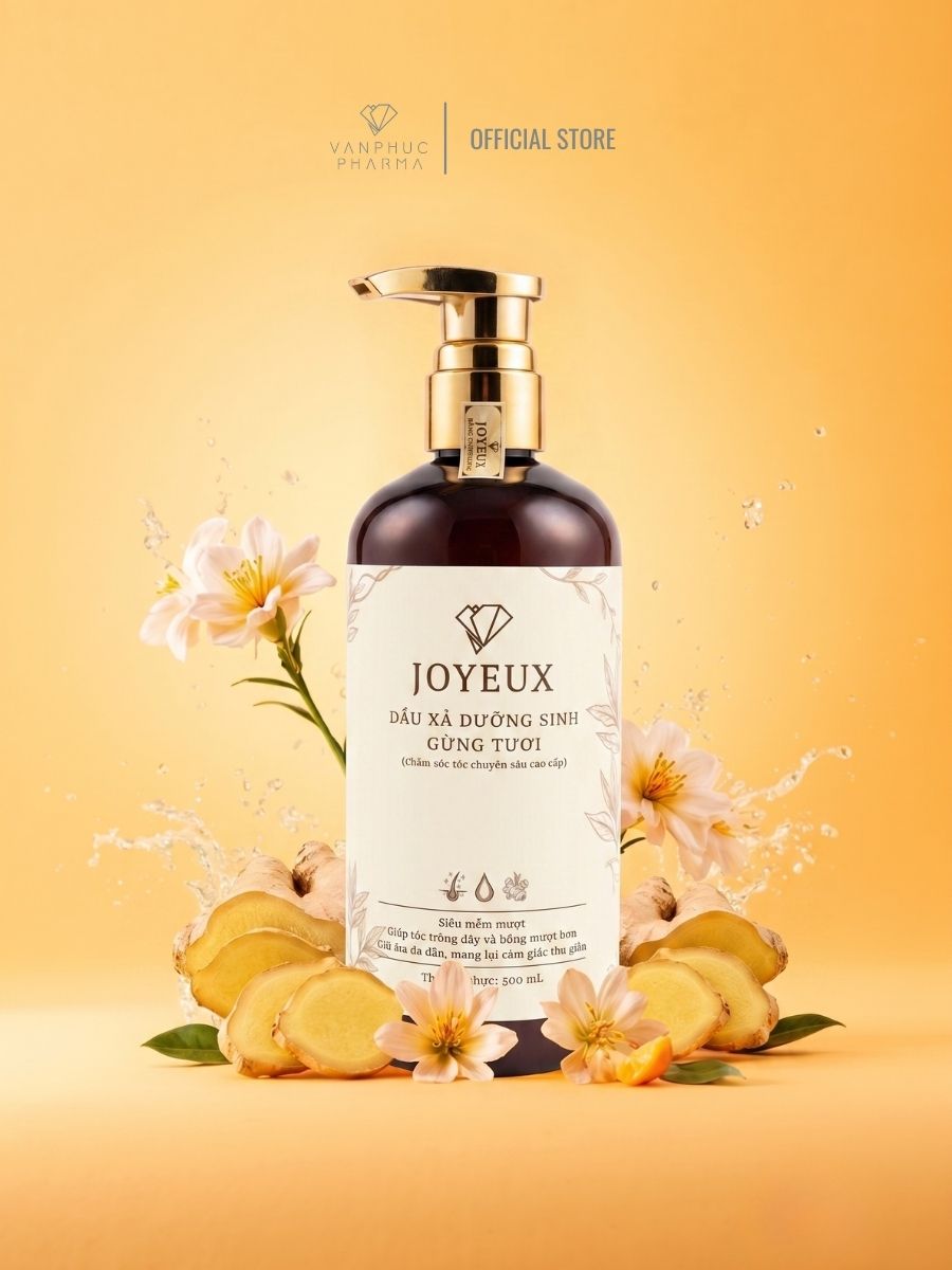 Dầu Xả Dưỡng Sinh Gừng Tươi JOYEUX Dung Tích 500ML, Giảm Gàu, Dưỡng Tóc Bóng Mượt
