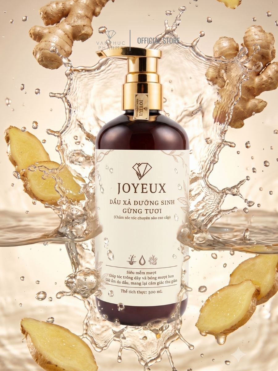 Dầu Xả Dưỡng Sinh Gừng Tươi JOYEUX Dung Tích 500ML, Giảm Gàu, Dưỡng Tóc Bóng Mượt - Ảnh 4