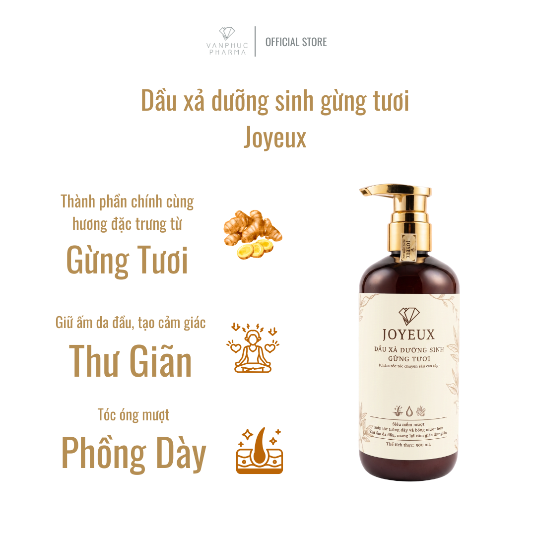 Dầu Xả Dưỡng Sinh Gừng Tươi JOYEUX Dung Tích 500ML, Giảm Gàu, Dưỡng Tóc Bóng Mượt - Ảnh 3